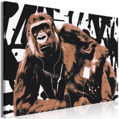 Artgeist Wandbild - Pop Art Monkey (1 Part) Narrow Brown