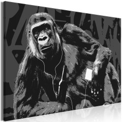 Artgeist Wandbild - Pop Art Monkey (1 Part) Narrow Grey