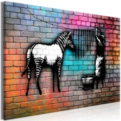 Artgeist Wandbild - Washing Zebra - Colourful Brick (1 Part) Wide