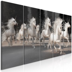 Artgeist Wandbild - Unicorns Run (5 Parts) Narrow