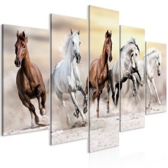 Artgeist Wandbild - Flock of Horses (5 Parts) Wide
