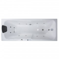 Basera® Indoor Whirlpool Badewanne Bali 190 x 75 cm mit 12 Massagedüsen, LED-Ambiente, Touchpanel, Bluetooth und Radio
