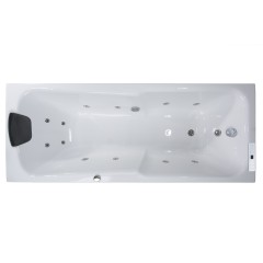 Basera® Indoor Whirlpool Badewanne Bali 170 x 75 cm mit 12 Massagedüsen, LED-Ambiente, Touchpanel, Bluetooth und Radio