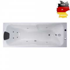 Basera® BASIC Indoor Whirlpool Badewanne Bali 170 x 75 cm mit 8 Massagedüsen, LED-Ambiente