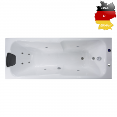 Basera® BASIC Indoor Whirlpool Badewanne Bali 190 x 75 cm mit 12 Massagedüsen, LED-Ambiente