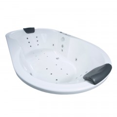 Basera® Indoor Podest-Whirlpool Badewanne Corvo 195x 100 cm mit 29 Massagedüsen, LED-Ambiente, Touchpanel, Bluetooth und Radio