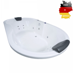 Basera® BASIC Indoor Podest-Whirlpool Badewanne Corvo 195 x 100 cm mit 12 Massagedüsen, LED-Ambiente