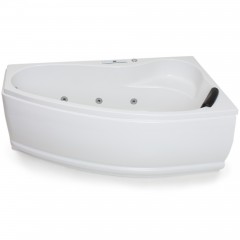 Basera® Indoor Eck-Whirlpool Badewanne Formentera Rechts 160 x 90 cm mit 17 Massagedüsen, LED-Ambiente, Touchpanel, Bluetooth und Radio